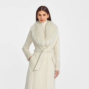 Sentaler Custom Suri Alpaca Midi Coat with Alpaca Shearling Collar